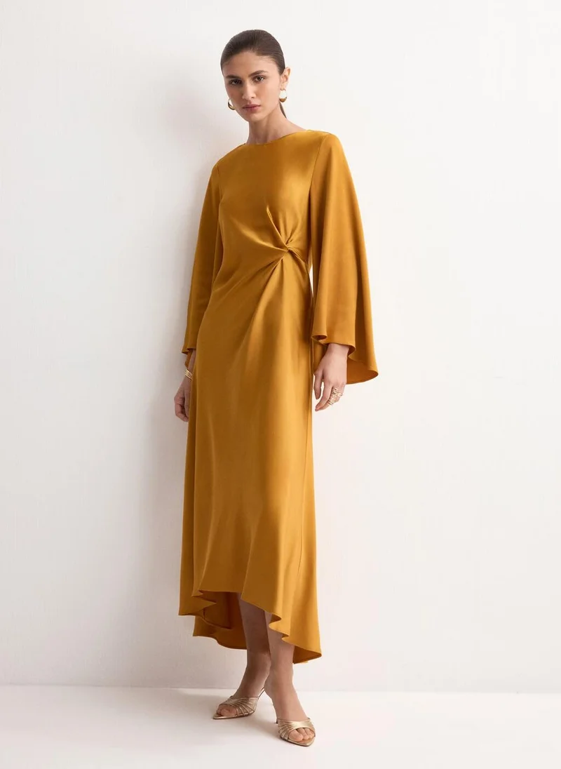 MANGO Ruched satin dress